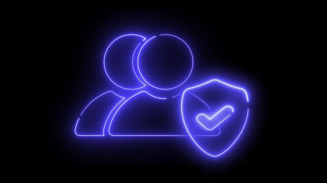 Blue glowing user icons with shield