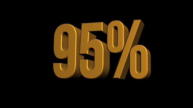 Animated gold 95% text pulses on dark screen