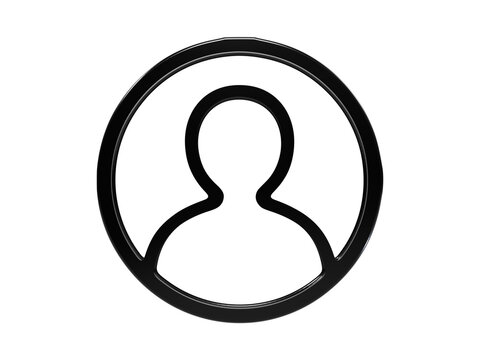 User profile icon rendered in glossy black plastic for account login navigation.