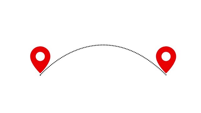 Measuring distance length dotted line animation, Tourism and travel concept animation location mark point. Social Distancing.