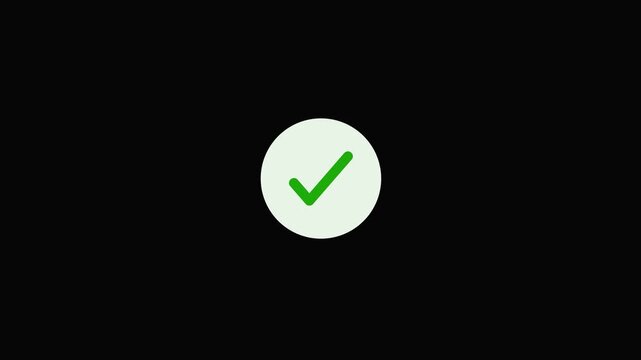 Green checkmark symbol inside a light gray circle on a solid black background