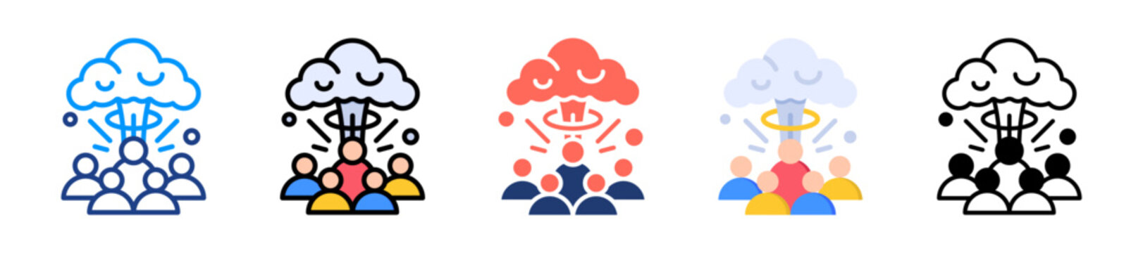 Population Explosion Icon Sheet Multiple Style Collection 