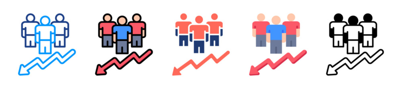 Population Decline Icon Sheet Multiple Style Collection 