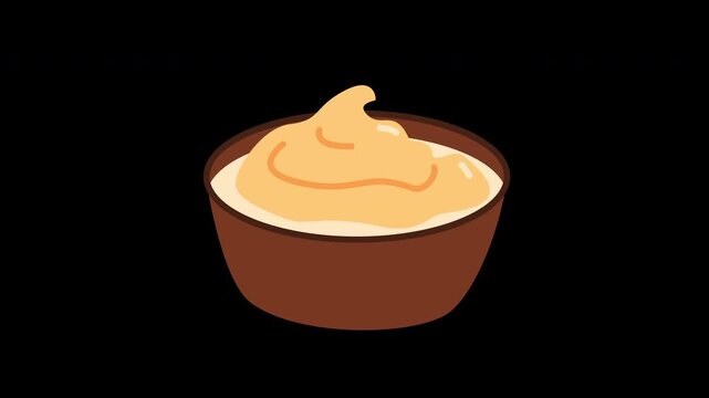 custard pudding in bowl illustration