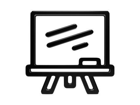 Black glossy chalkboard icon design with eraser for classroom study teaching aids.