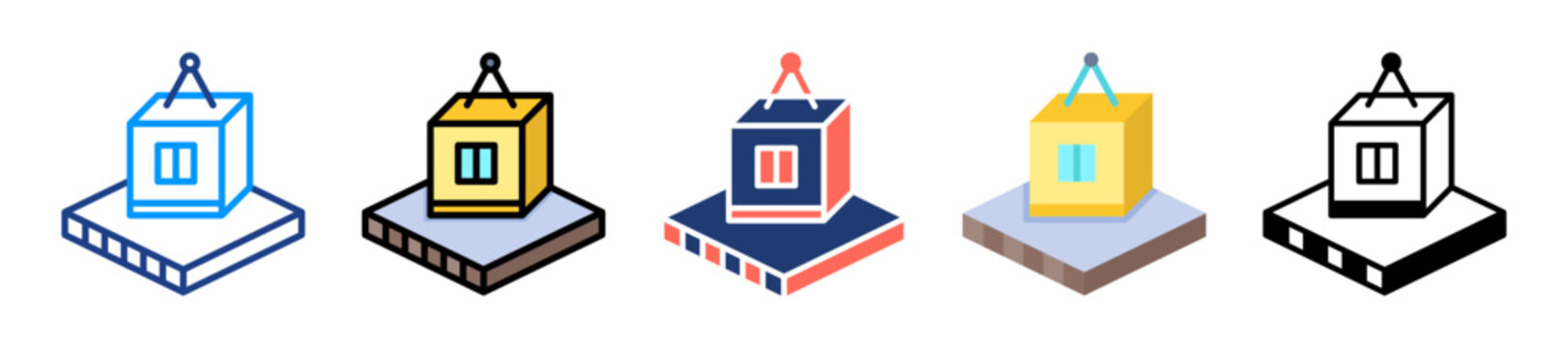 Prefabricated Modules Icon Sheet Multiple Style Collection 