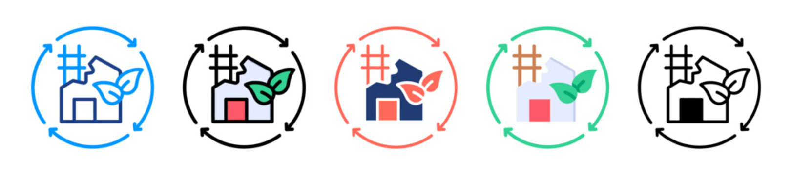 Sustainable Construction Icon Sheet Multiple Style Collection 