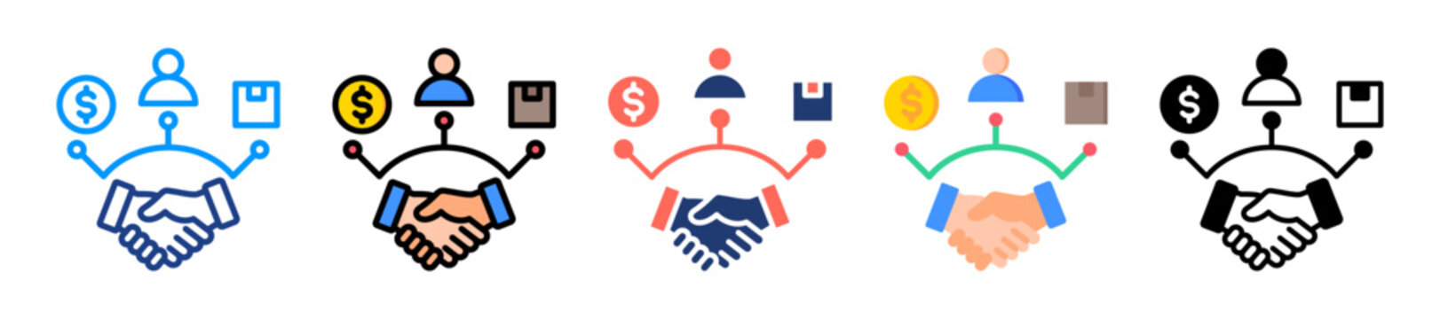 Trade Coordination Icon Sheet Multiple Style Collection 