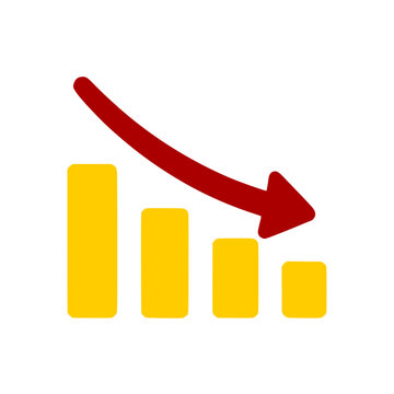 Declining Business Graph Icon for Financial Loss Trend