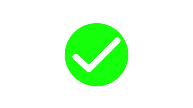 Green shape white Checkmark Pop Up Reveal Animation on Alpha Channel 4k