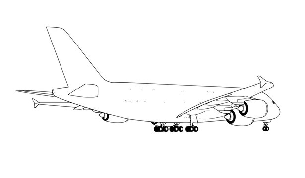 Wide Body Passenger Airplane Isolated Flat Vector with Twin Engines, Large Wings, Passenger Windows and Modern Aviation Design