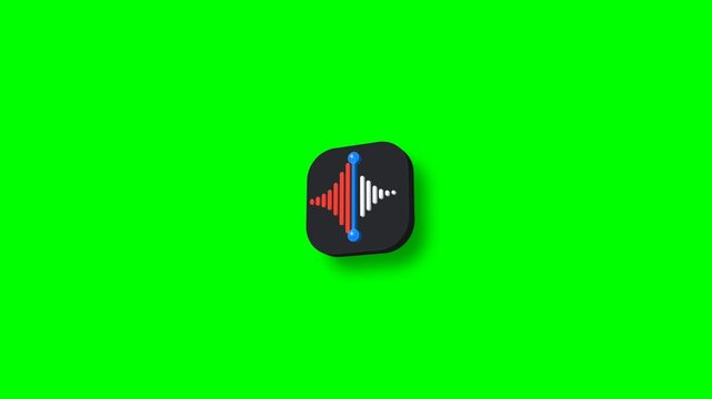 Dynamic sound frequency waveform icon featuring red and white signal peaks for audio editing and music production on a bright green background