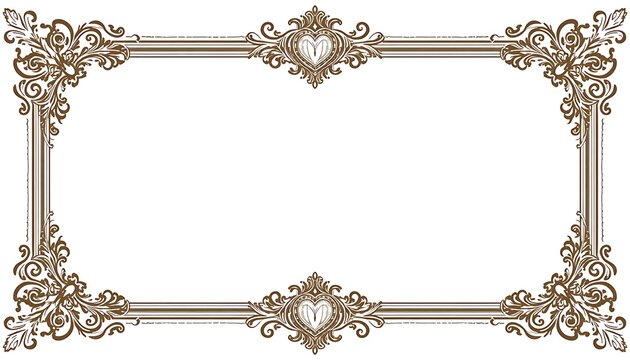 Delicate White and Gold Vintage Photo Frame Border with Subtle Pearl and Heart Motifs