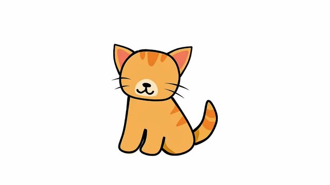 Cute minimalist motion of a sitting cat gently moving its head while floating hearts rise upward symbolizing love affection and adorable pet companionship