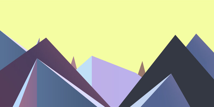 The city of the pyramids. Low poly mountains peaks. Shards, icicle teeth. Beautiful and modern abstract background. Fashionable design. 3D illustration, 3D rendering.
