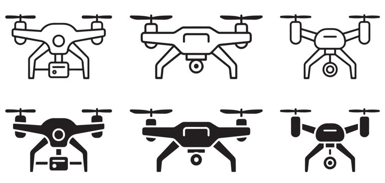 Drone quadcopter vector icon pattern illustration isolated on white background.