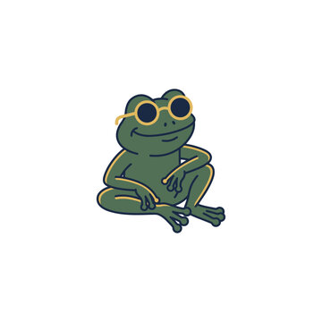 Cool Frog T-Shirt Design &ndash; Funny Cartoon Frog Wearing Sunglasses, Stylish Chill Animal Character Illustration