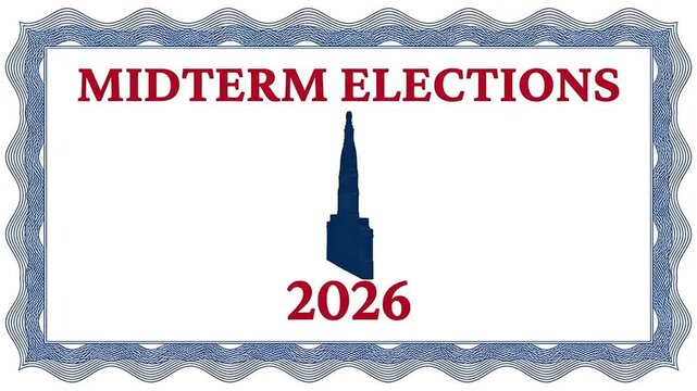 Midterm Elections 2026 Announcement Graphic with Capitol Building Icon