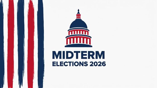 Midterm Elections 2026 political motion graphic with capitol dome icon