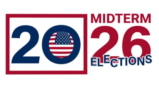 United States 2026 Midterm Elections Animated Text Logo on White Background