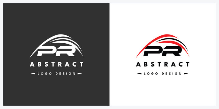 Abstract logo design with 'pr' monogram and 'land production' text for branding