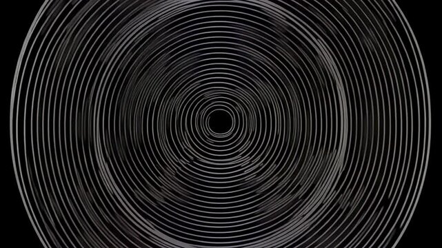 Concentric Oval Rings of Fine Lines on Black Background