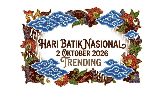 Hari Batik Nasional animation featuring traditional Indonesian motifs border