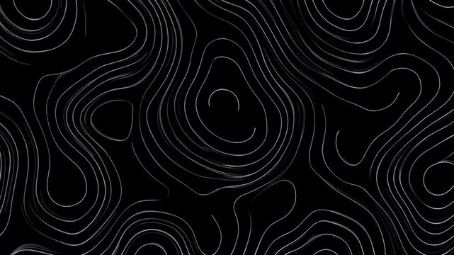 Organic Terrain-Like Contour Map on Black Background