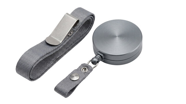 Set of five ring binders in various shades of grey from light to dark, arranged in a row, isolated on transparent background