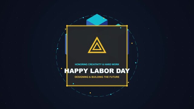 Happy labor day celebration graphic with geometric elements
