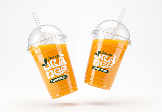 Transparent Plastic Juice Cup Mockup