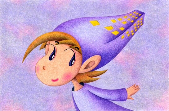 妖精のイラスト - 子供・帽子・紫・キュート