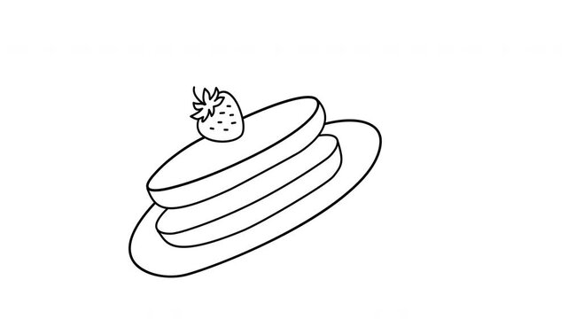 strawberry pancakes outline sketch breakfast