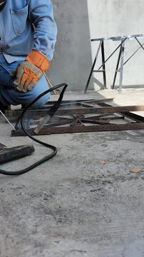 Glowing Red Hot Iron Metal Piece Right After High Heat Arc Welding