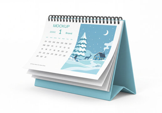 Desktop Spiral Calendar Mockup