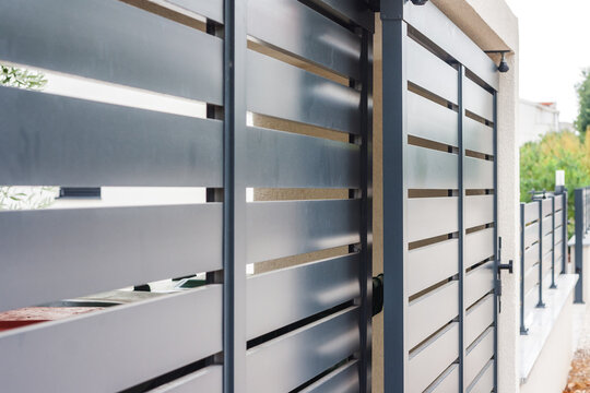 Modern fence with aluminum or metal shutter
