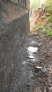 Freshly Plastered Concrete Wall Layer Applied for Moisture Protection
