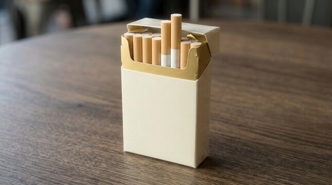 Pack Of Cigarettes On Wooden Table