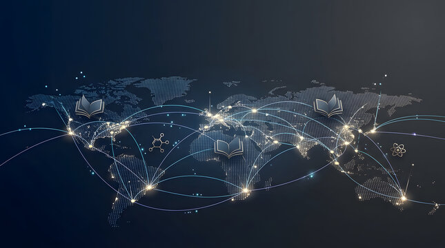 Global Digital Education Network and Worldwide Knowledge Communication Concept