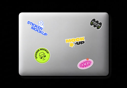 Sticker Mockup on Laptop Cover