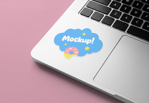 Sticker Mockup on Laptop