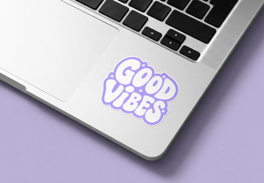 Sticker Mockup on Laptop Keyboard