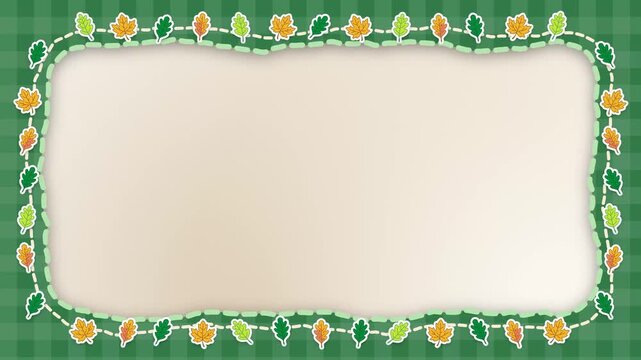 Green Plaid Autumn Border Animation with Blank Copy Space