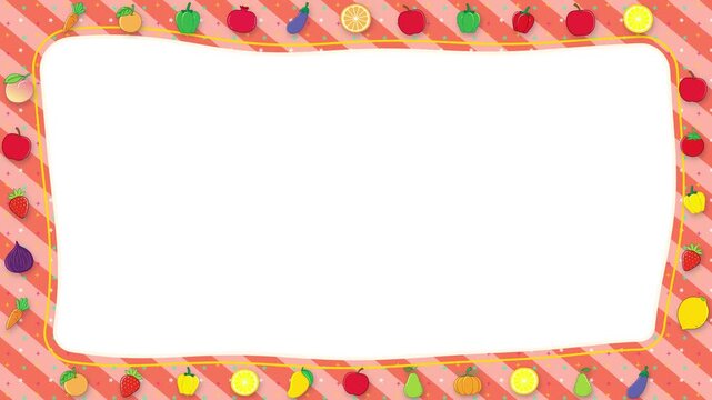 Animated Fruit and Vegetable Sticker Frame Loop with Copy Space