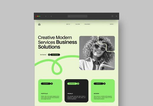 Landing Page Mockup in Browser Window