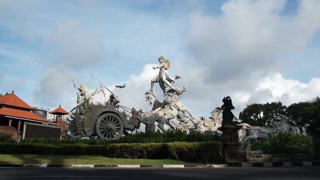 4k cinematic footage of  Mahabharata war statue in Bali Indonesia