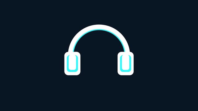 Minimalist glowing neon headphones graphic icon representing audio, music, and sound technology, perfect for modern digital interfaces, applications, and web design elements