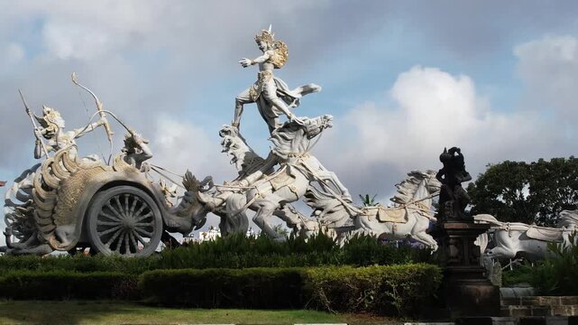 4k cinematic footage of  Mahabharata war statue in Bali Indonesia