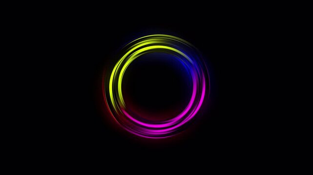 Purple neon glowing ring sphere orb circle shape ,energy field in dark space transparent background in 4k. 
