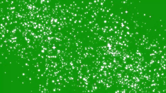 White sparkling glitter transition with abstract glowing stars twinkling on green screen background, magic light effect overlay, fairy dust particles trail burst animation video. 4k